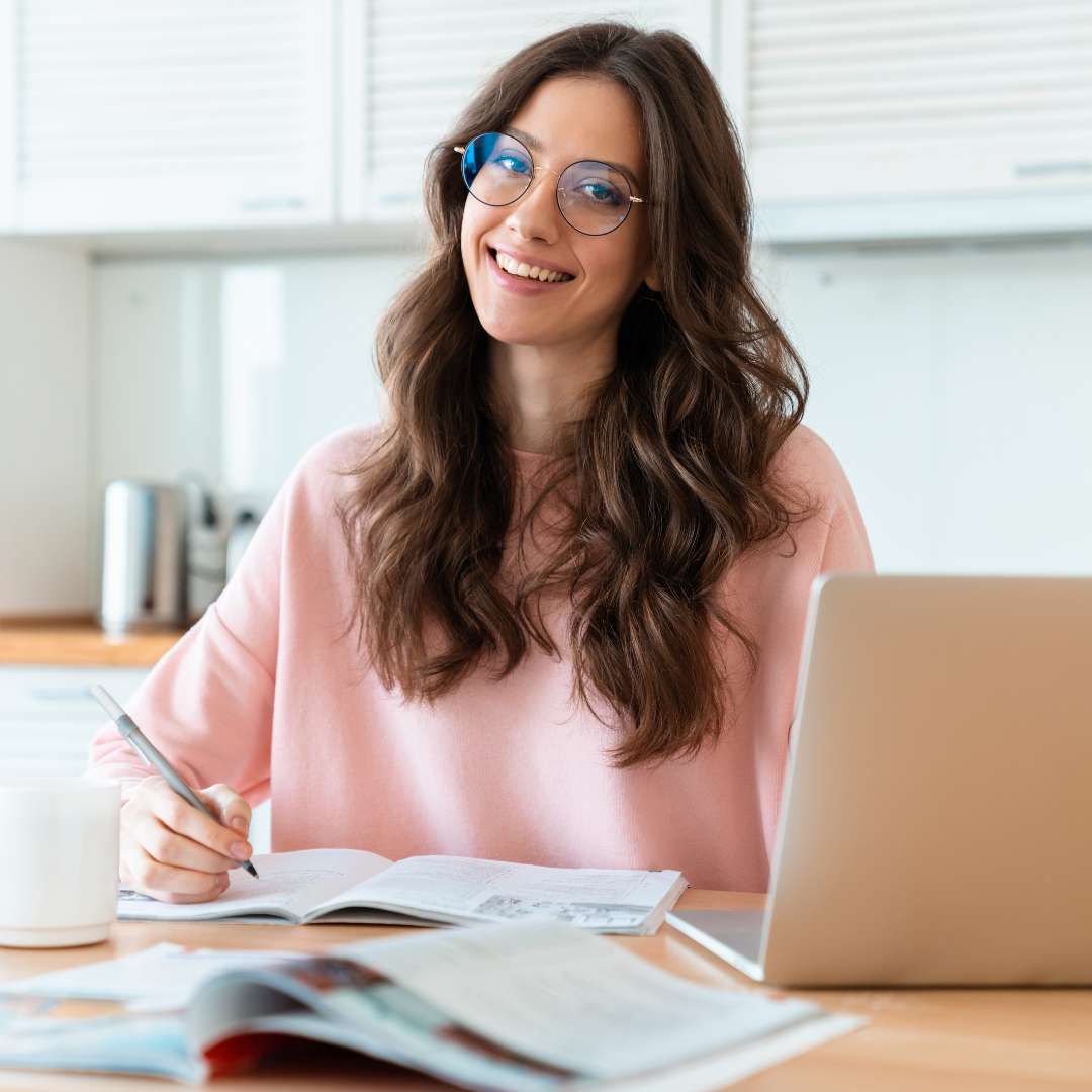 Mental Summit Woman Studying Wearing Glasses